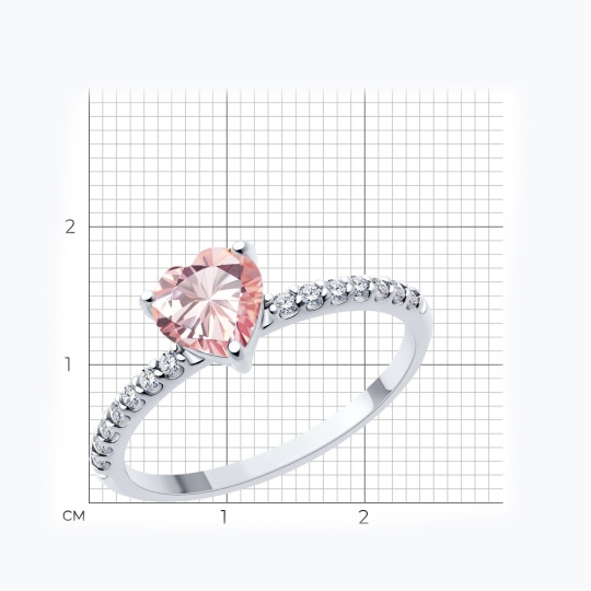 Кольцо из серебра с ювелирным кристаллом и фианитами