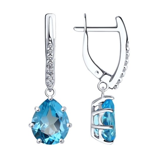 Кольцо из серебра с топазом Swiss и фианитами