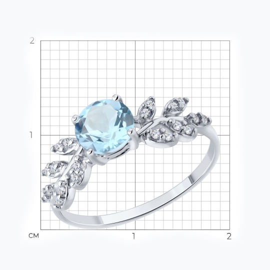 Кольцо из серебра с топазом и фианитами