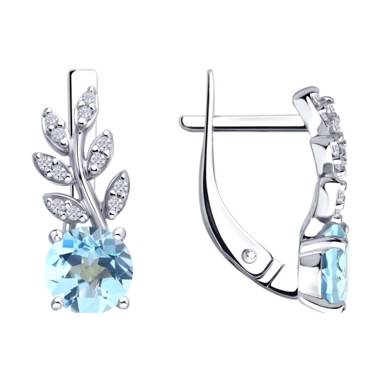 Кольцо из серебра с топазом и фианитами