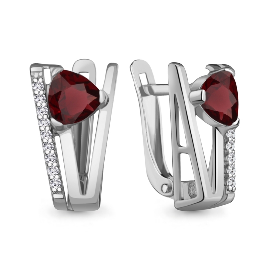 Серьги из серебра с фианитами