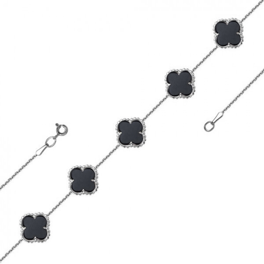 Браслет из серебра с фианитами, покрытие Вермель золото 999 пробы