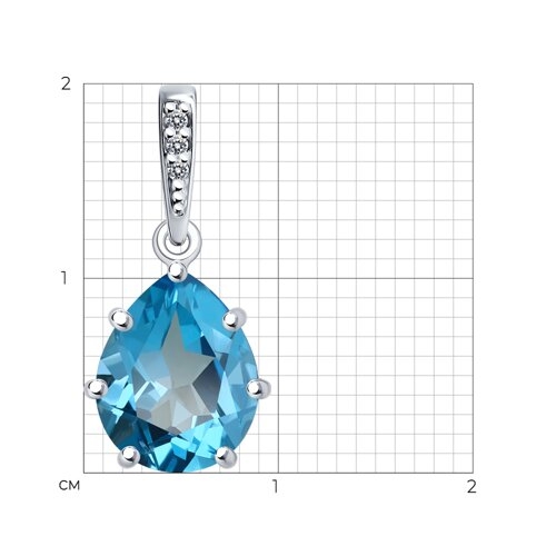 Кольцо из серебра с топазом Swiss и фианитами