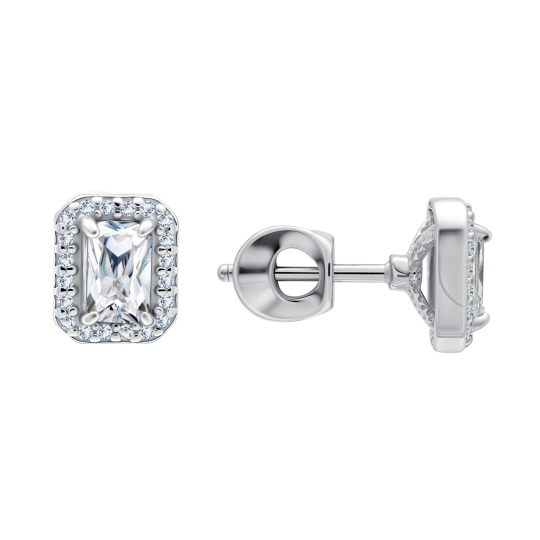 Серьги из серебра с эмалью и фианитами