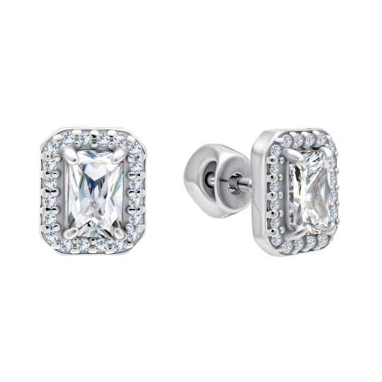 Серьги из серебра с эмалью и фианитами