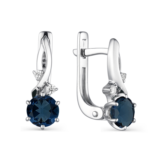 Серьги из серебра с топазами London и фианитами