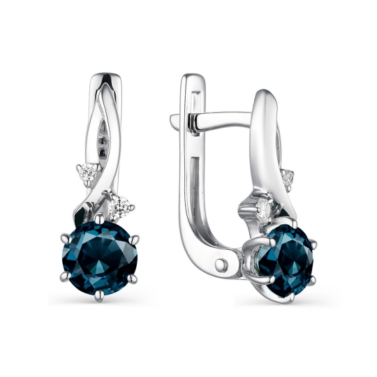 Серьги из серебра с топазами Swiss и фианитами