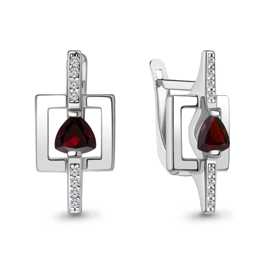 Серьги из серебра с фианитами