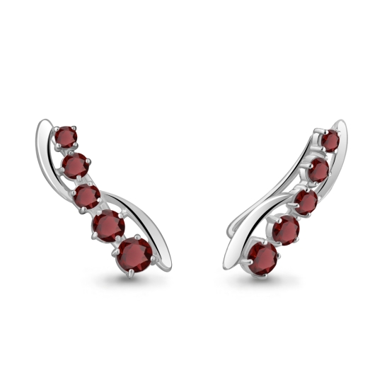 Серьги из серебра с керамическими вставками и фианитами