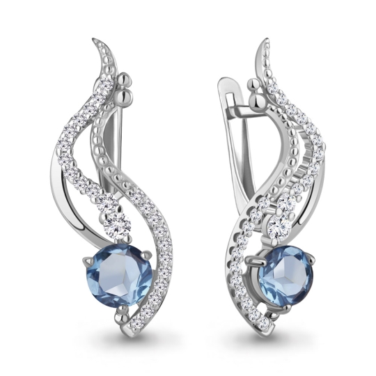 Кольцо из серебра с топазом Swiss и фианитами