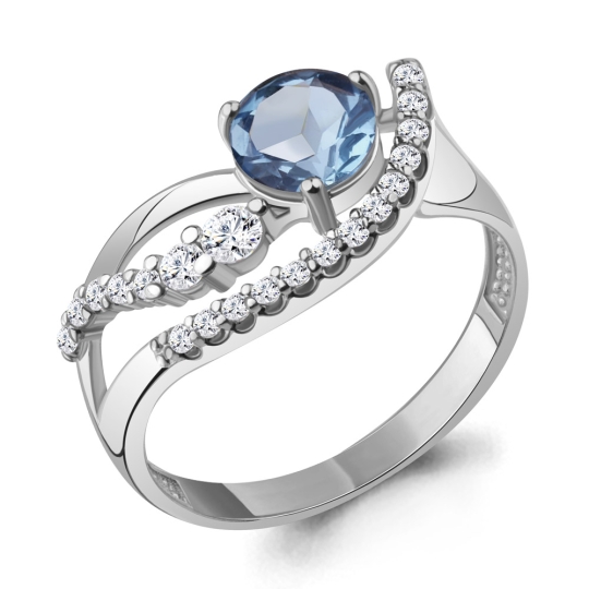 Кольцо из серебра с эмалью и фианитом