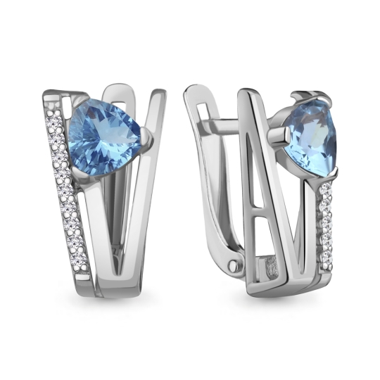 Серьги из серебра с фианитами