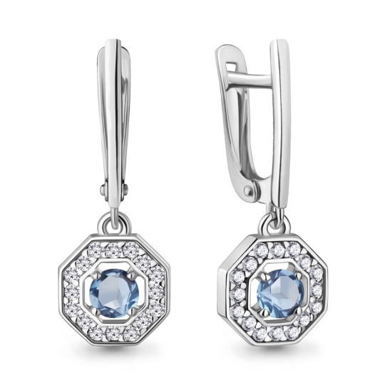 Подвеска из серебра с топазом Swiss и фианитами