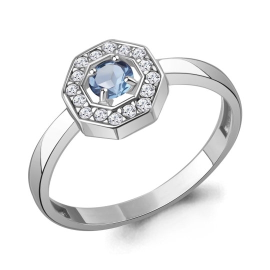 Подвеска из серебра с топазом Swiss и фианитами