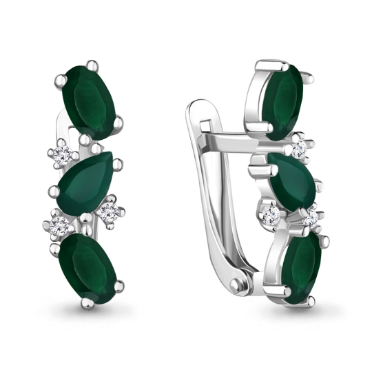 Кольцо из серебра с агатами и фианитами