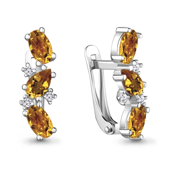 Серьги из серебра с ювелирными кристаллами