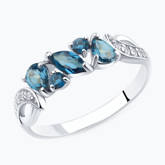 Кольцо из серебра с фианитами