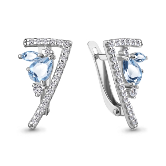 Подвеска из серебра с топазами Swiss и фианитами