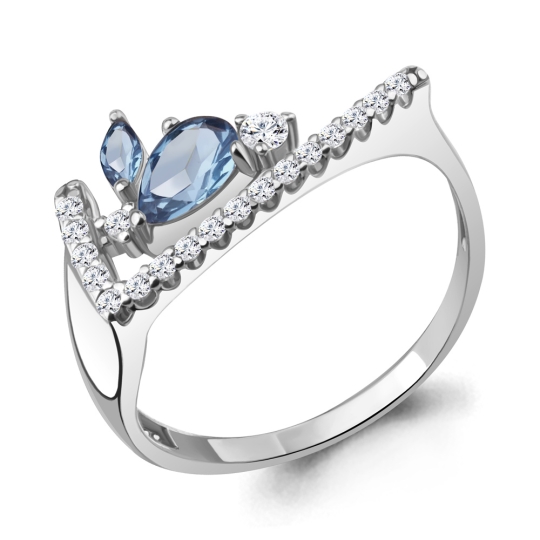 Подвеска из серебра с топазами Swiss и фианитами