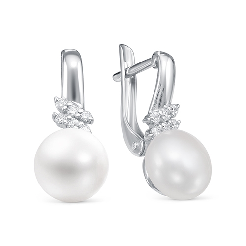 Серьги из серебра с ювелирными кристаллами и фианитами