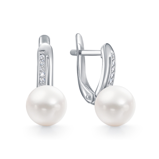 Подвеска из серебра с жемчугом и фианитами