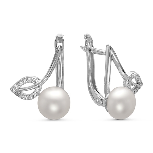 Кольцо из серебра с жемчугом и фианитами