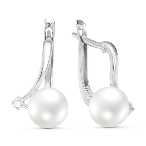 Кольцо из серебра с жемчугом и фианитами