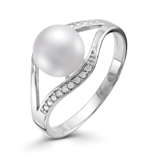 Серьги из серебра с жемчугом и фианитами