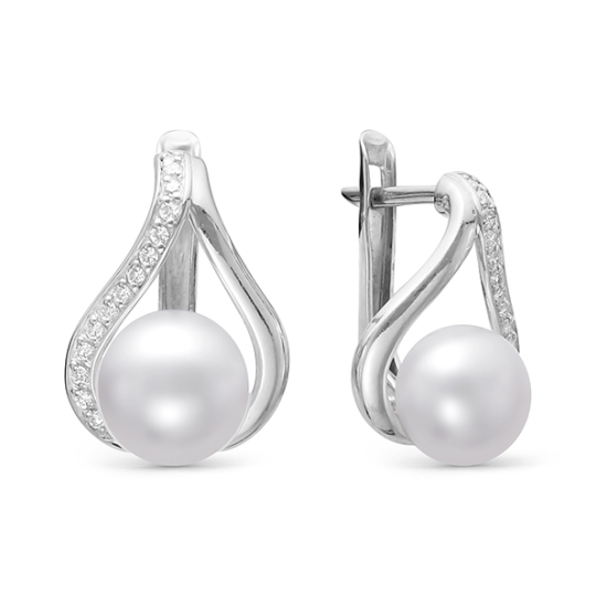 Серьги из серебра с фианитами 