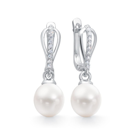 Серьги из серебра с аметистами и фианитами