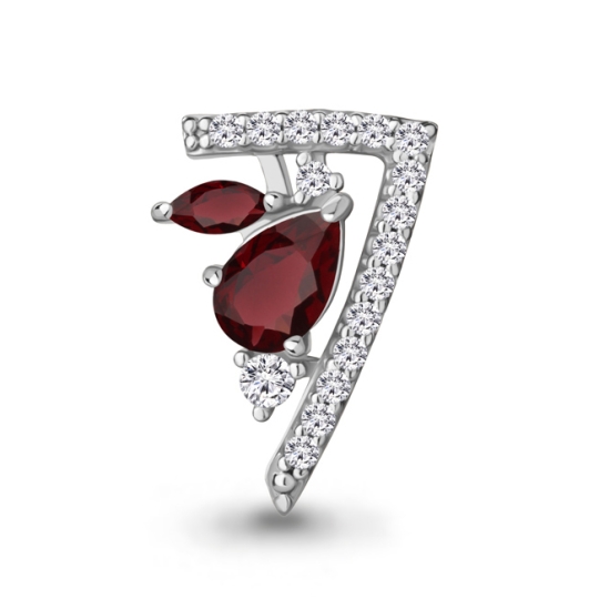 Кольцо из серебра с гранатами и фианитами