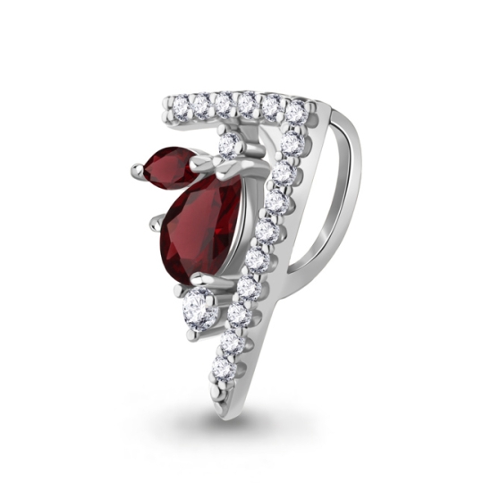 Кольцо из серебра с гранатами и фианитами