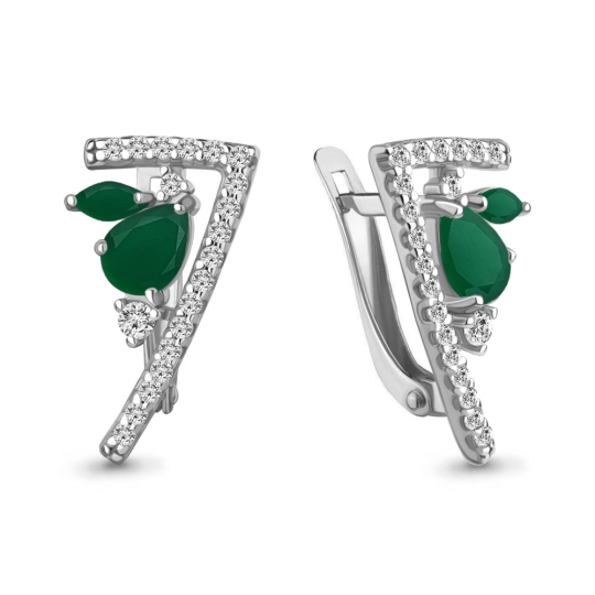 Серьги из серебра с топазами London и фианитами