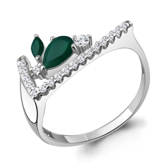 Серьги из серебра с агатами и фианитами