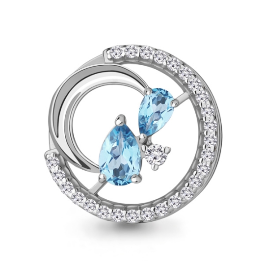 Кольцо из серебра с топазами Swiss и фианитами 