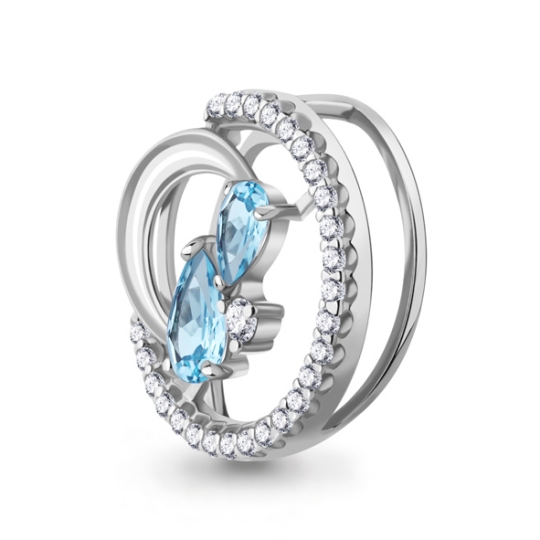 Кольцо из серебра с топазами Swiss и фианитами 