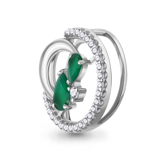 Кольцо из серебра с агатами и фианитами