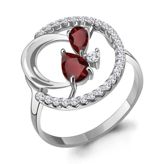 Кольцо из серебра с эмалью и фианитом