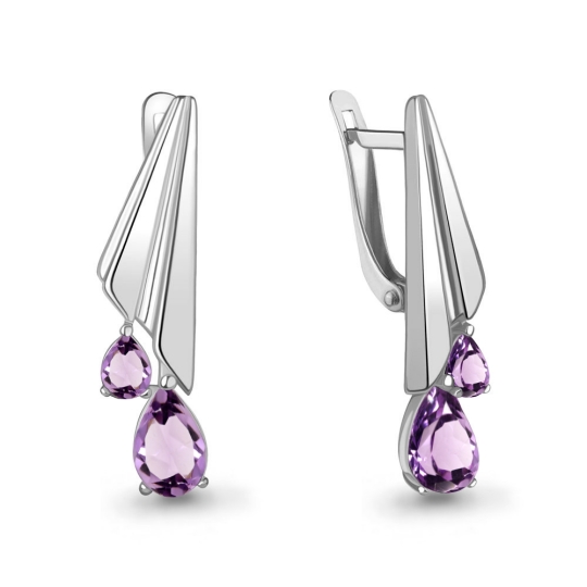 Серьги из серебра с фианитами 