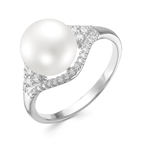 Серьги из серебра с жемчугом и фианитами