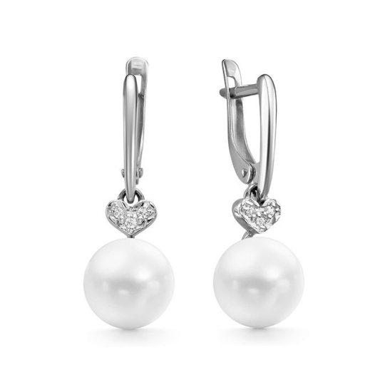 Кольцо из серебра с жемчугом и фианитами