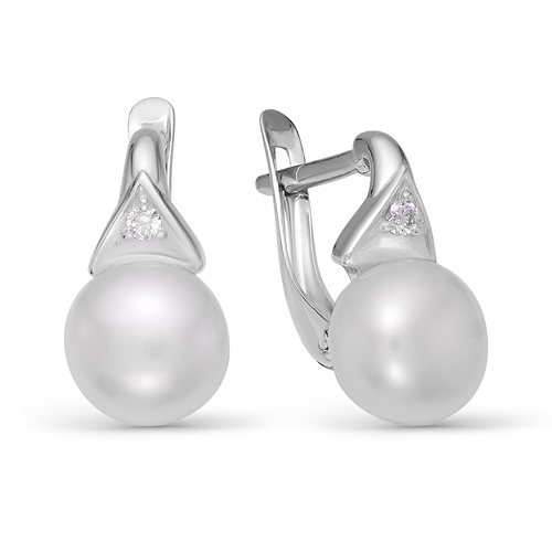 Кольцо из серебра с жемчугом и фианитами