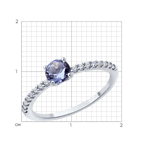 Кольцо из серебра с ситаллом и фианитами