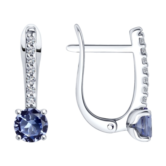 Серьги из серебра с топазами 