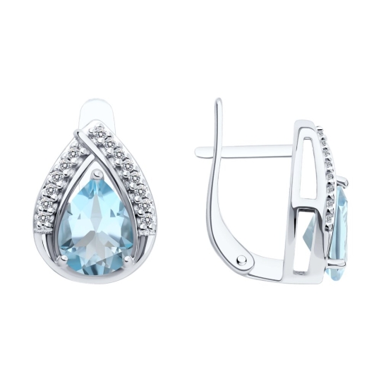 Кольцо из серебра с топазом и фианитами