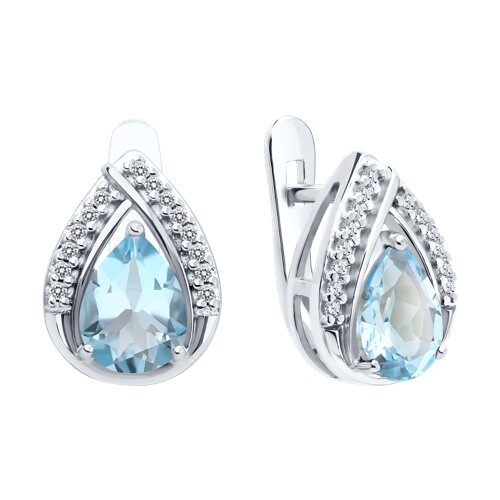 Кольцо из серебра с топазом и фианитами