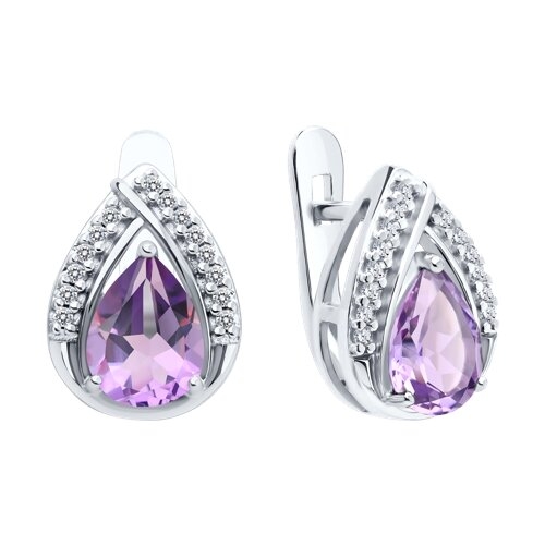 Кольцо из серебра с аметистом и фианитами