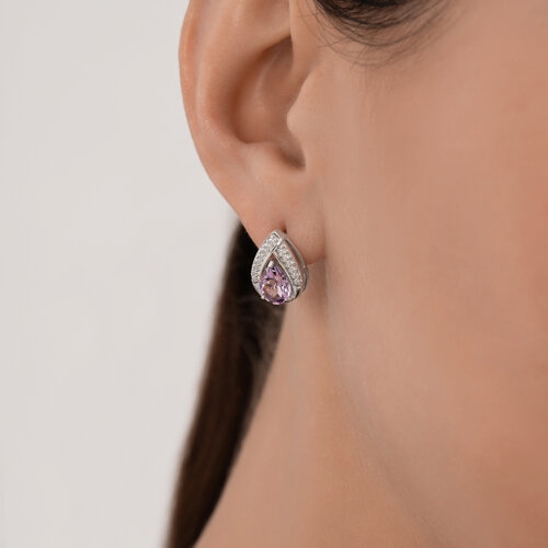 Кольцо из серебра с аметистом и фианитами