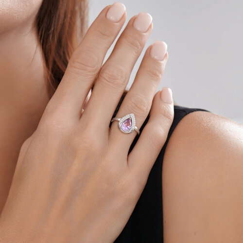 Кольцо из серебра с гранатами и раухтопазом