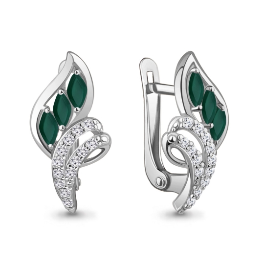 Серьги из серебра с агатами и фианитами